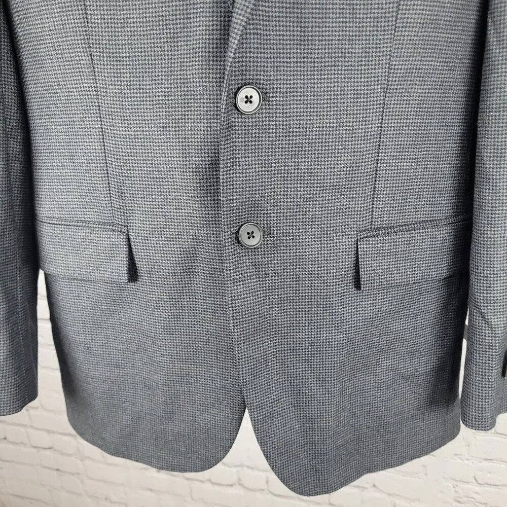NWT Joseph Abboud Grey 100% Wool Houndstooth Blazer Sport Coat USA Made Size 40R